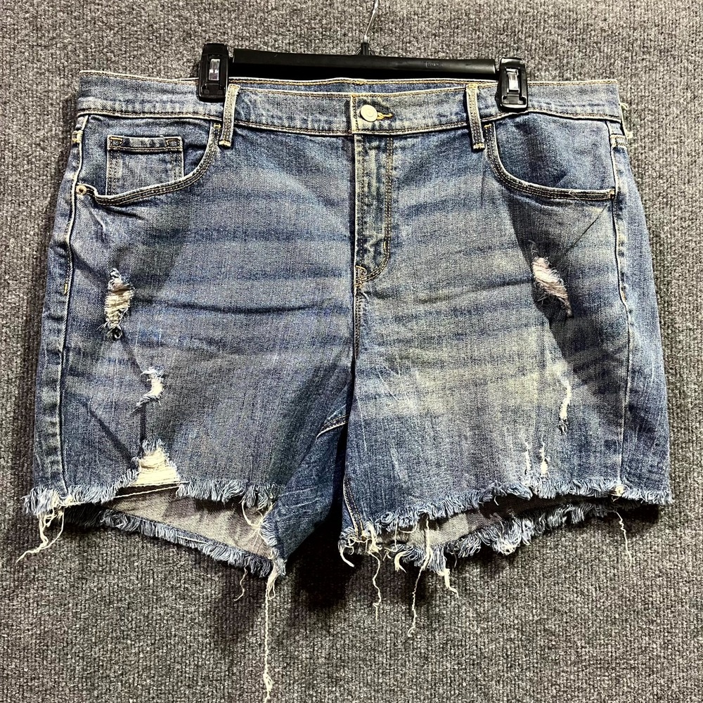 Old Navy Cut-Off Jean Shorts Womens 16 Blue Denim Stretch Distressed‎ Mid Rise